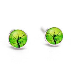 Trees In Spring Glass Post Earrings